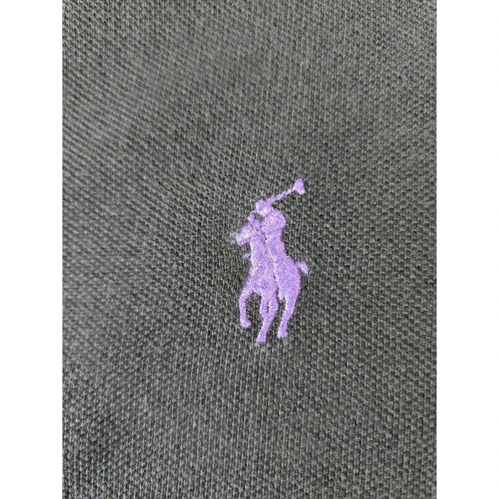 Polo Ralph Lauren Mens Classic Fit Black Pique Polo Shirt Purple Pony XL